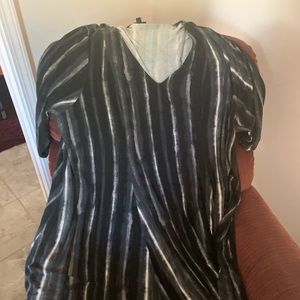 Grey watercolor striped sleeved dress from Torrid